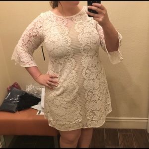 Cream lace dress with nude underlay